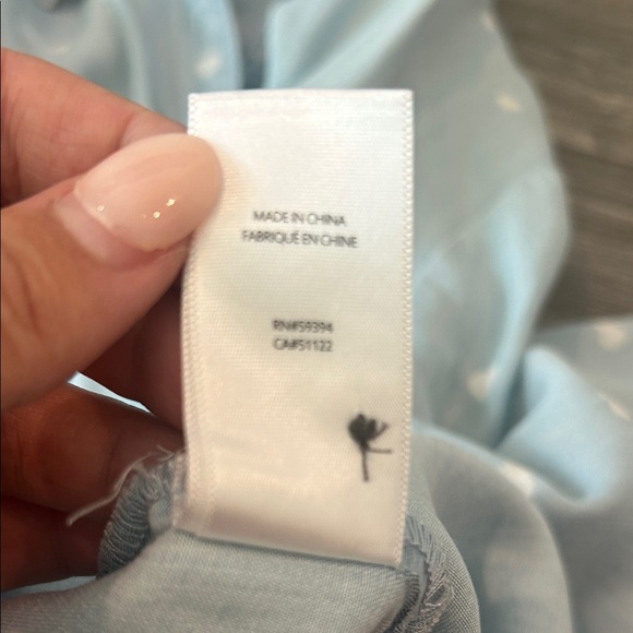 Beachlunchlounge Sky Blue Blouse with White Hearts - Picture 8 of 9